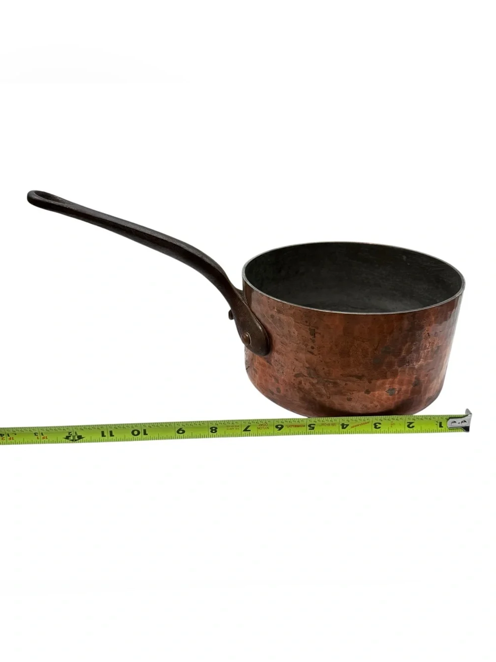 Vintage French Hammered Copper Saucepan Cast Iron Handle Made France 7.5 Inch